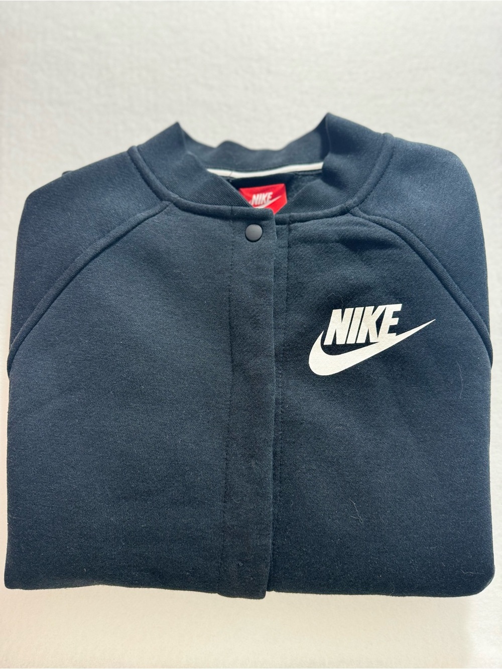 Nike Active Black Button Down Sporty Jacket Lightweight with White Logo Size S